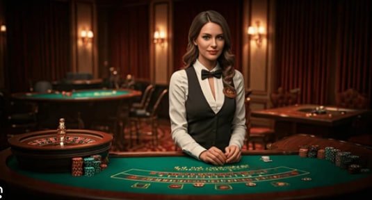 Meja Poker Texas Hold'em bernuansa neon
